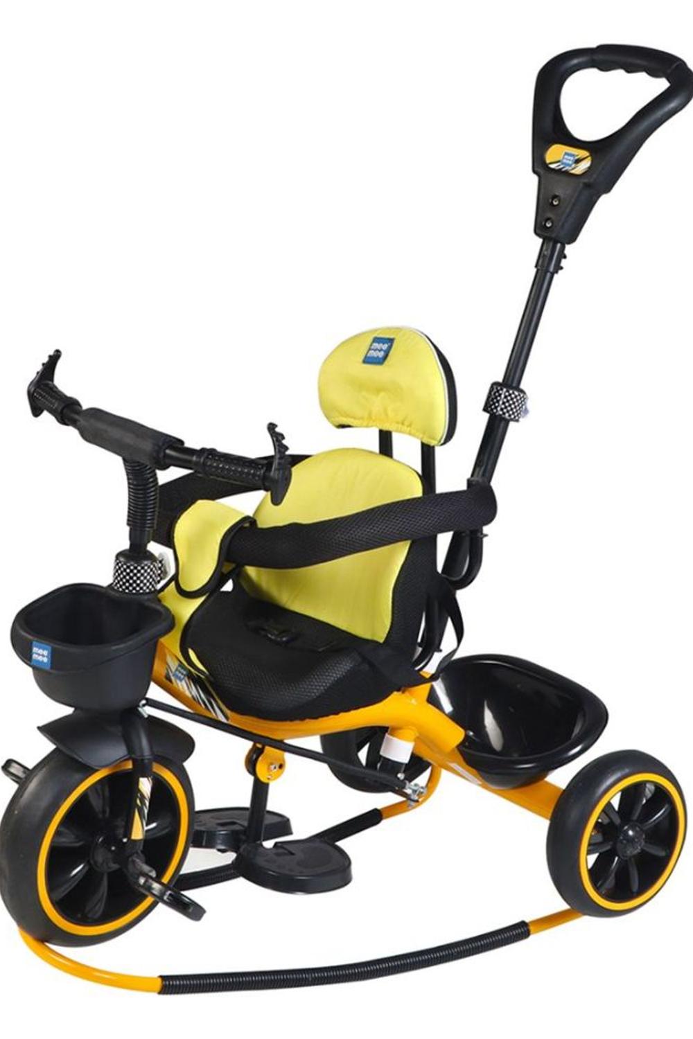 Baby Tricycle With Rocking Feature, Adjustable Cushioned Seat & Footrest (Yellow)